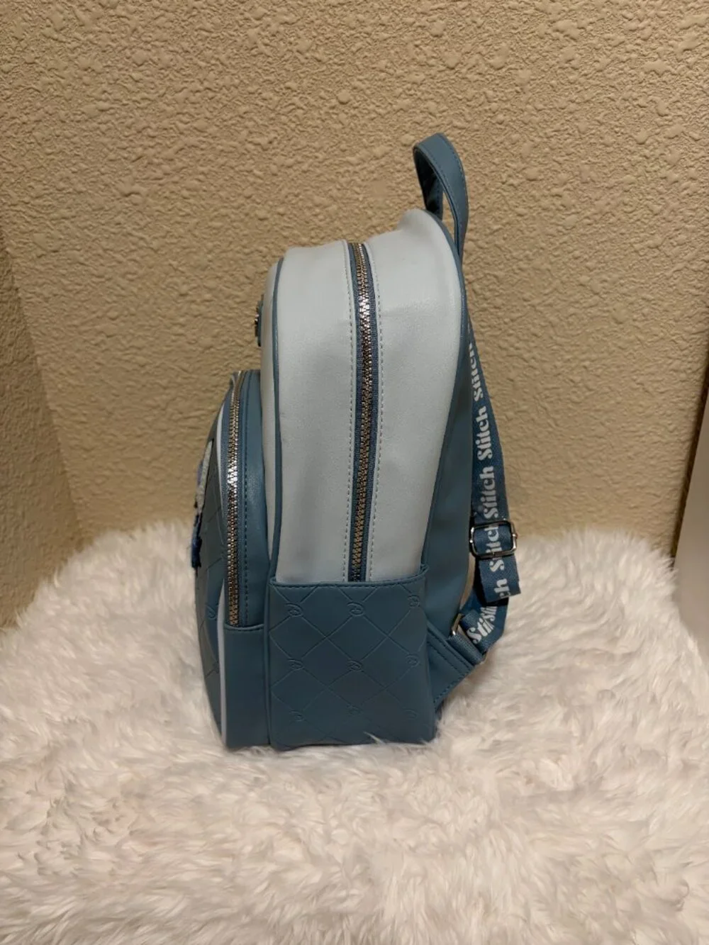 Disney Stitch Primark Mini Backpack Blue Embroidered Bouclé NWT